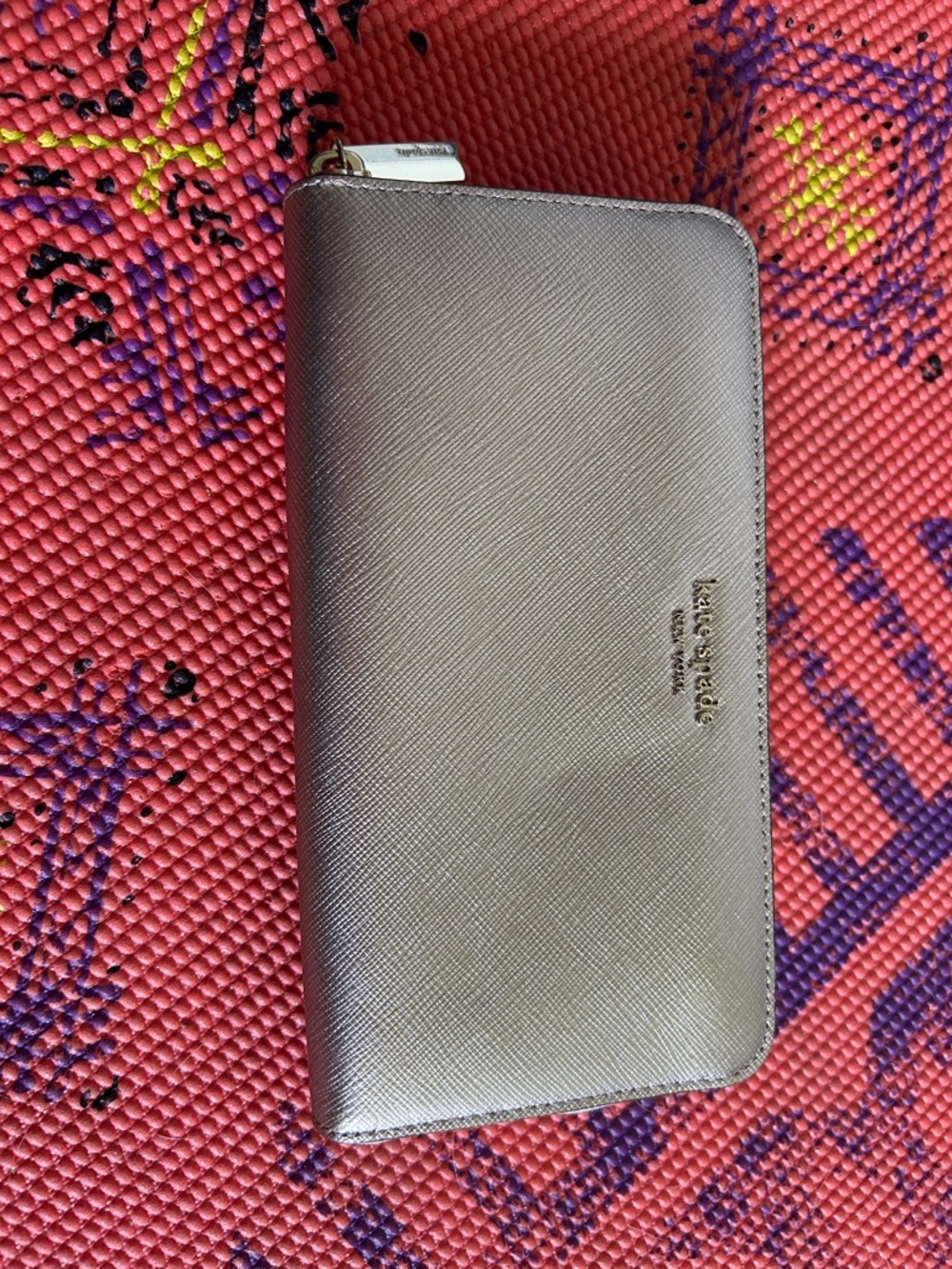 kate spade Metallic Silver Zip-Around Wallet